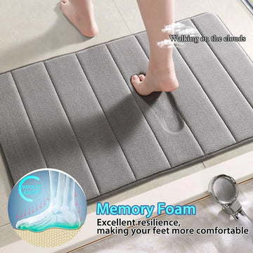 Bathroom Mat Set 3 Pcs Memory Foam Absorbent & Non-Slip Gray 44.1 "X24"+ 31.5 "X19.8"
